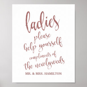Damdokumentskylt Korg Rose Guld Glitter 8x10 Poster