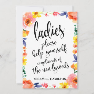 Damdokumentskylt med blommor i boho-stil till över