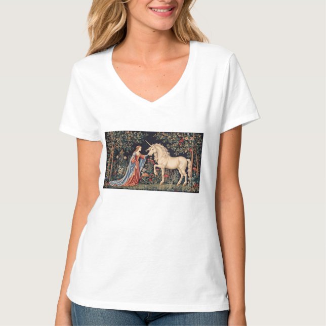 Dame à la Licorne dans un Jardin T Shirt (Framsida)