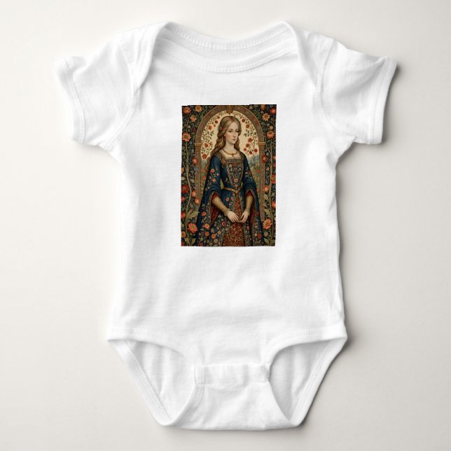  Dame au jardin, illustration médiévale/renaissanc T Shirt (Framsida)