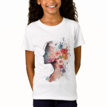 Dame i blomstersilhuett T-Shirt