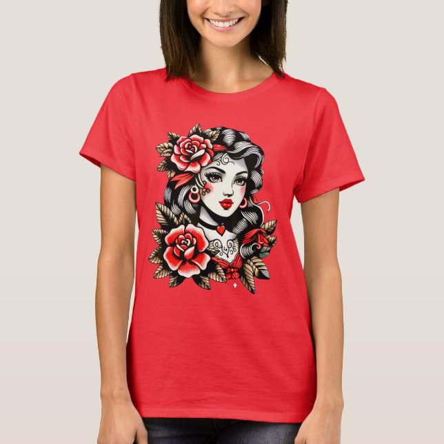 Dame med rosor t-shirt (Framsida)