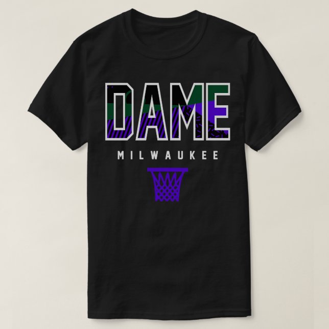 Dame Milwaukee Basketball Retro T Shirt (Design framsida)
