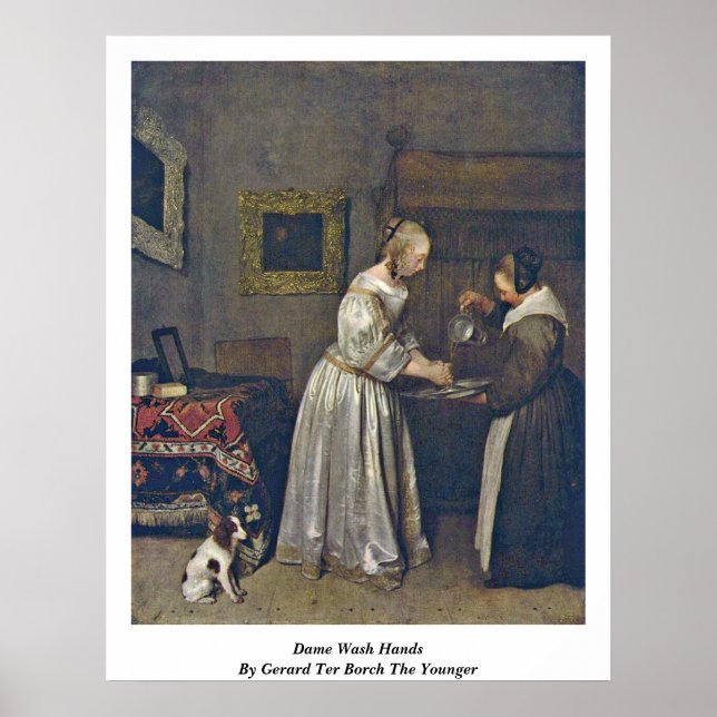 Dame Tvättade Händer av Gerard Ter Borch The Young Poster (Framsidan)