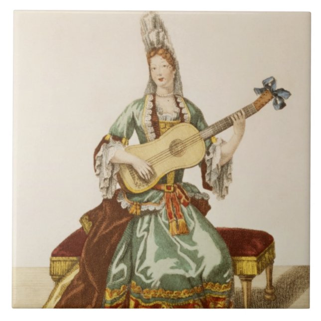 Damen av kvalitets- leka gitarren, mode pläterar, kakelplatta (Framsidan)