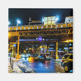 Damen CTA Station på natten Magnet