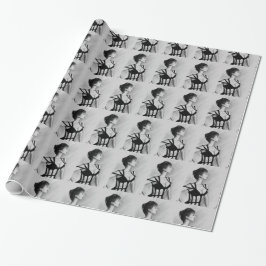 Damen Kvinna Porträtt Svart Klänning Original Kons Presentpapper