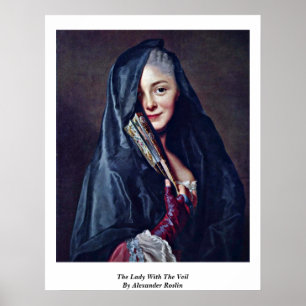 Damen med skyla av Alexander Roslin Poster