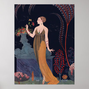 Damen med steg vid George Barbier 1914 Poster