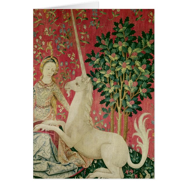 Damen och unicornen: 'Sight Hälsningskort (Framsidan)