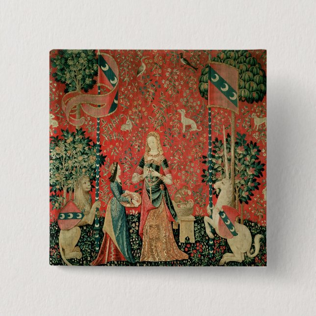 Damen och unicornen: 'Smell Knapp (Framsida)