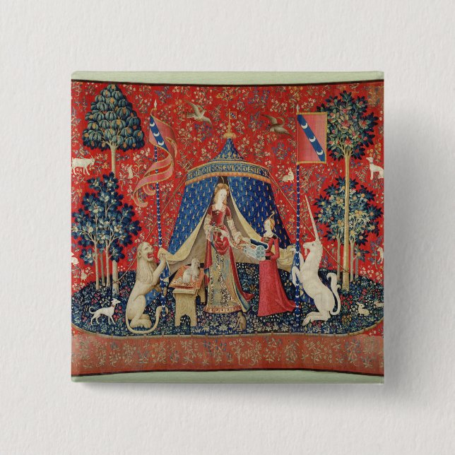 Damen och unicornen: "Till min endast desire Knapp (Framsida)