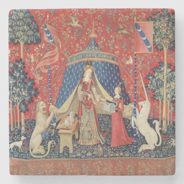 Damen och unicornen: "Till min endast lust" 2 Underlägg Sten (Framsidan)