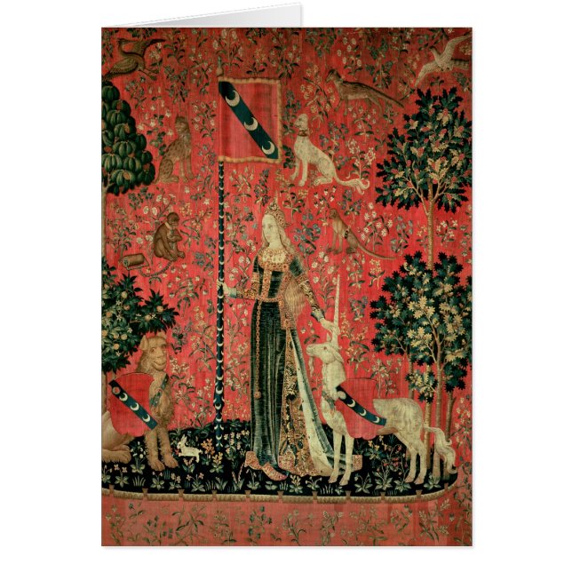 Damen och unicornen: 'Touch Hälsningskort (Framsidan)
