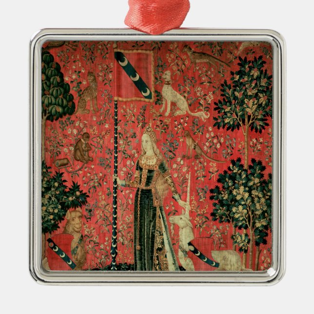Damen och unicornen: 'Touch Julgransprydnad Metall (Framsidan)