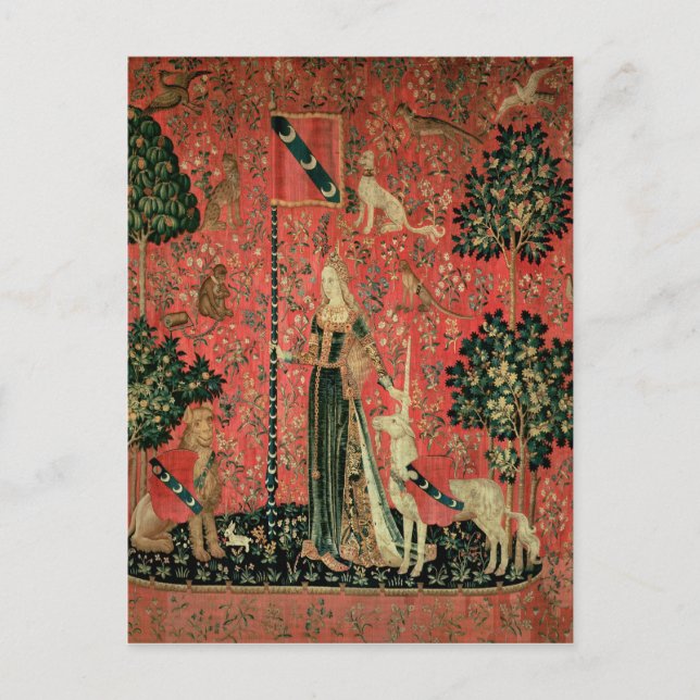 Damen och unicornen: 'Touch Vykort (Framsida)