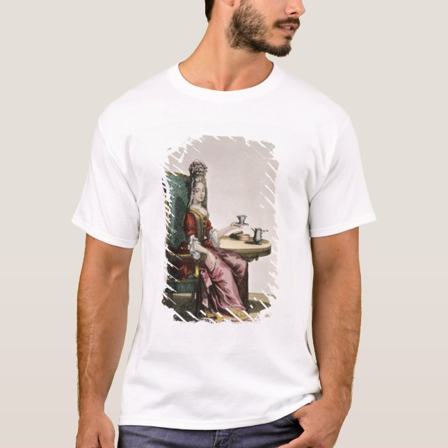 Damen som tar kaffe, mode pläterar, c.1695 t-shirt (Framsida)