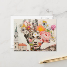 Damens Collage Blommor och Byggnader Vykort