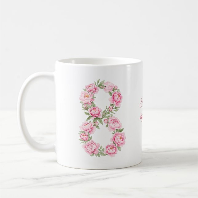 Damens dag påsklilja blomma för 8 mars kaffemugg (Vänster)