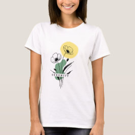 Damens Eleganta Blommiga Vallmo Serenitet T-Shirt