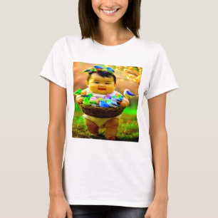 Damens Grundläggande T-Shirt – Färgrik Digital Des