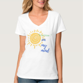 Damens Grundläggande V-ringad T-shirt Solsken På M