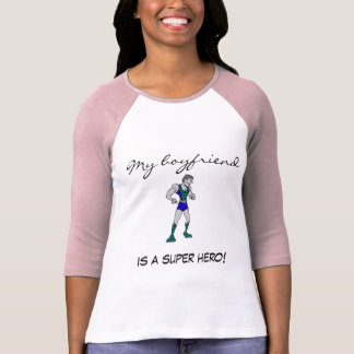 Damer 3/4 min pojkvän är en toppen hjälte! Järn Tee Shirt