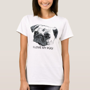 Damer "älskar jag t-skjortan för min mops" tee shirt