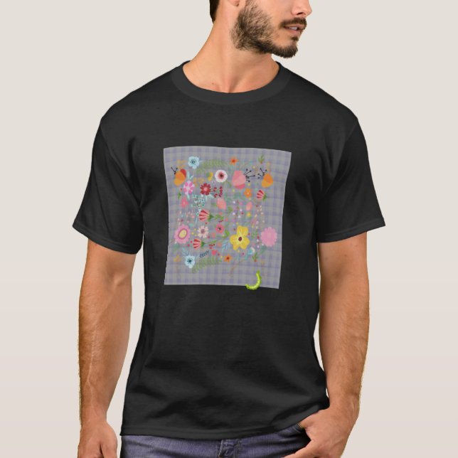 DAMER BOHO BLOMMOR AKVARELL BOTANISKA BLOMMOR CA T SHIRT (Framsida)