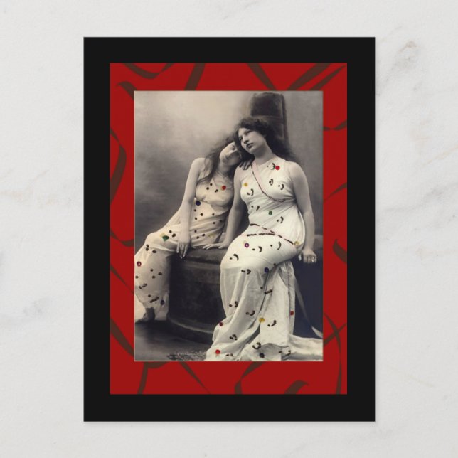 Damer med långt hår  viktoriansk bild vykort (Framsida)