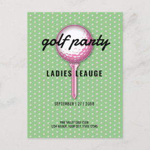Damer Rosa Golf Parti Design Inbjudan Vykort