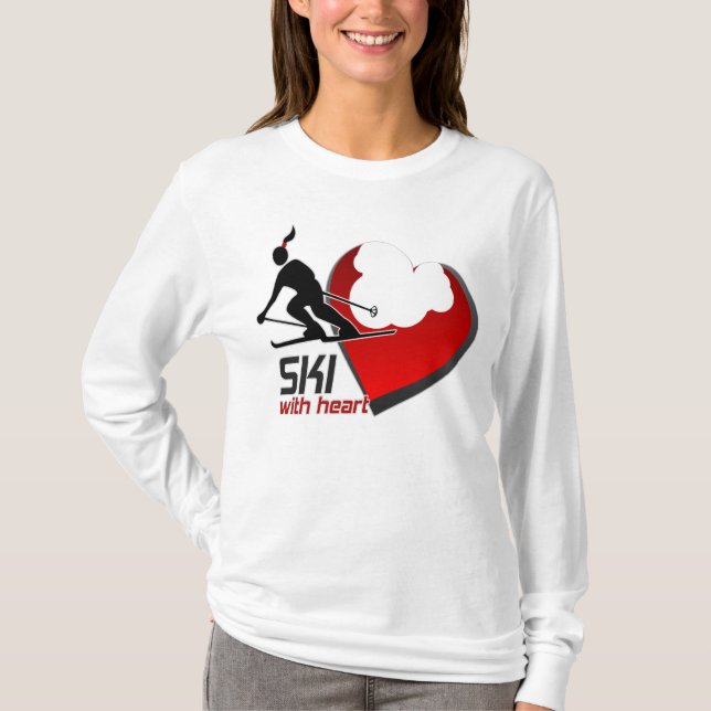 DAMER "SKIDAR MED HJÄRTA" HOODY passade Tee (Framsida)