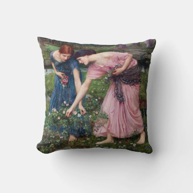 Damer som plockar rosor, John William Waterhouse Kudde (Framsida)