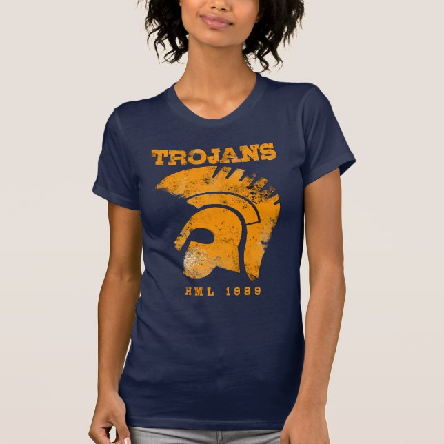 Damer Trojan djupt V Tee Shirt (Framsida)
