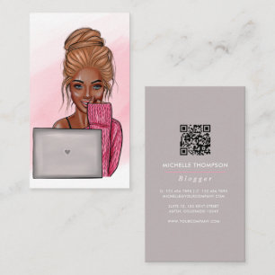 Damerna amerikanska Chef--Bloggarn QR-kod Visitkort