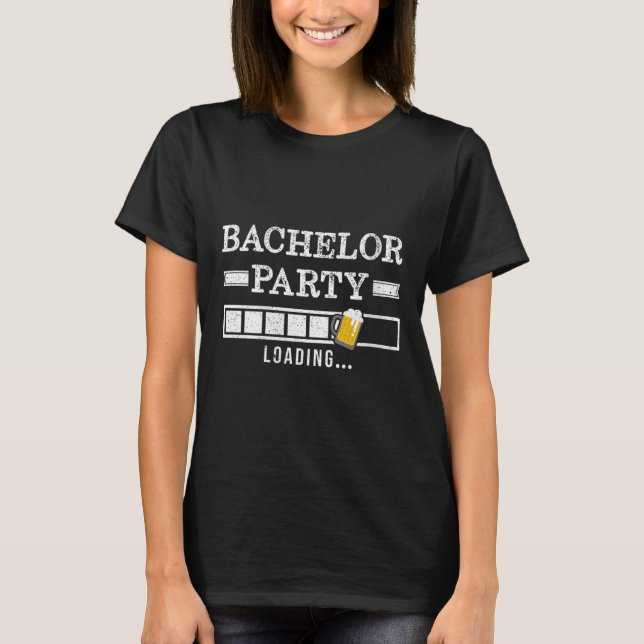 Damernas Bachelor Loading Brudgum Brud Party Rolli T Shirt (Framsida)