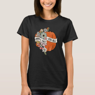 Damernas Blommiga Pumpa Glad Höst Alla Groovy Retr T Shirt