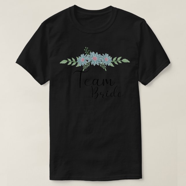 Damernas Brudlag Bröllopsnatt Blå Blommor Brud  T Shirt (Design framsida)