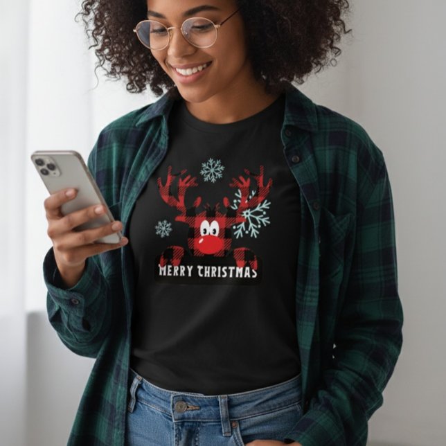Damernas Buffalo Plaid Ren Glädjande Jul T Shirt (Skapare uppladdad)