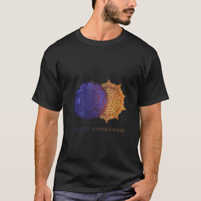 Damernas Celestial Mandala Sol och månfaser Cosmi T Shirt (Framsida)