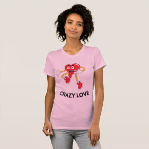 Damernas Crazy Love Heart Mascot Tee - Söt Rosa