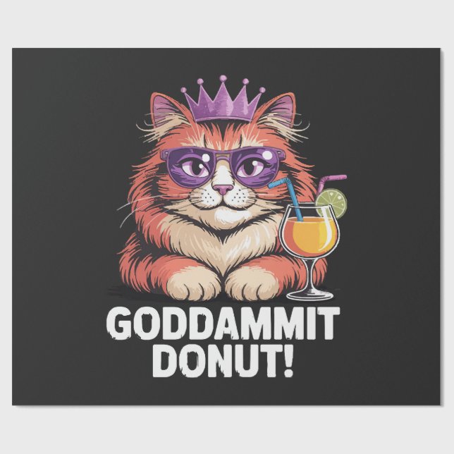 Damernas Donut-Prinsessa Katt Meme Presentpapper (Platt)