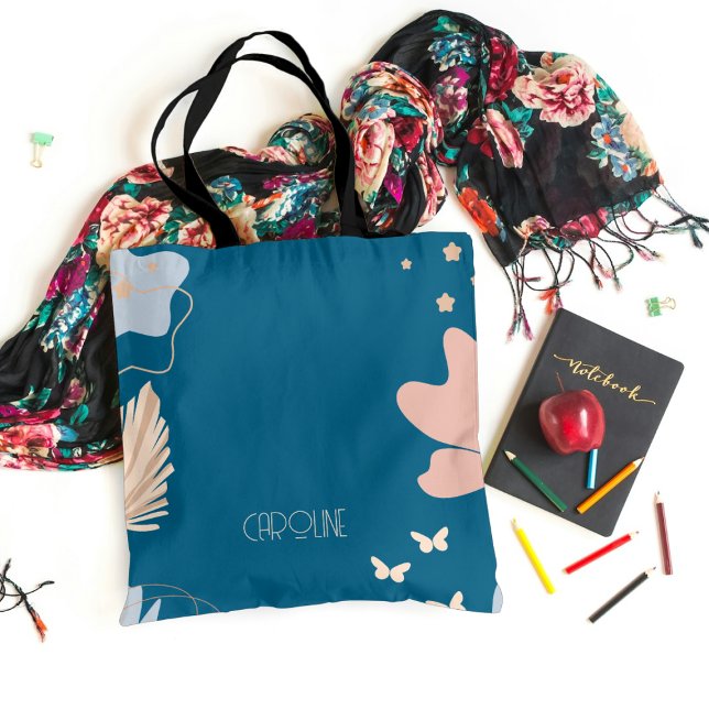 Damernas Eleganta Blå Boho Söt Totebag Tygkasse (Skapare uppladdad)