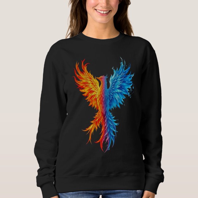 Damernas "Fire and Ice" Phoenix Rising Sweatshirt T Shirt (Framsida)