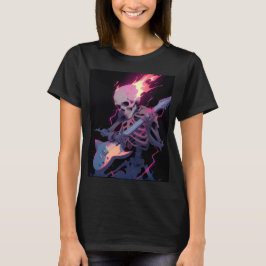 damernas flammande rock-skelett t-shirt