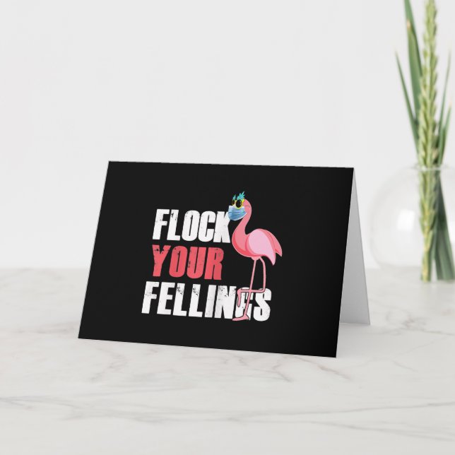 Damernas flocka dina känslor roliga flamingo kort (Framsida)