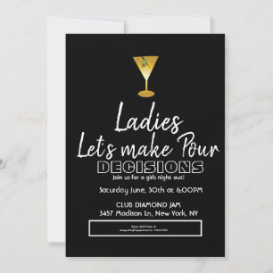 Damernas födelsedag cocktail martini inbjudningar