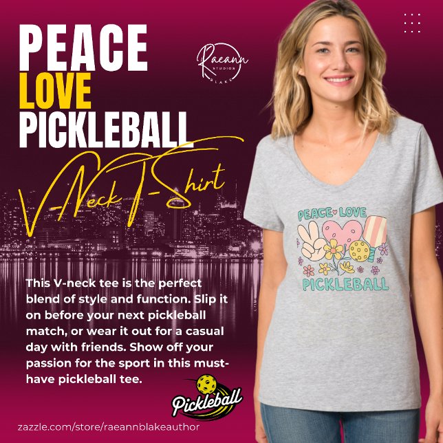Damernas Fred Kärlek Pickleball V-ringad t-shirt (Skapare uppladdad)
