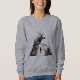 Damernas geometriska bergshjort vildmarks-sweatshi t shirt
