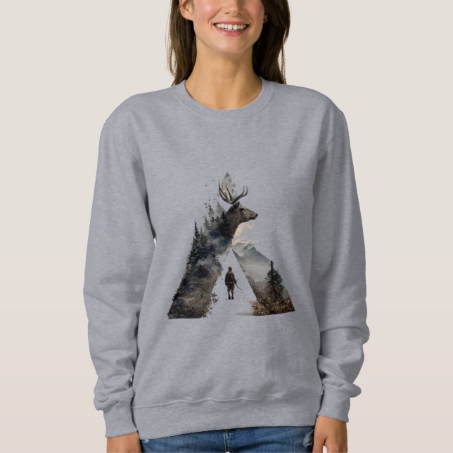 Damernas geometriska bergshjort vildmarks-sweatshi t shirt (Framsida)